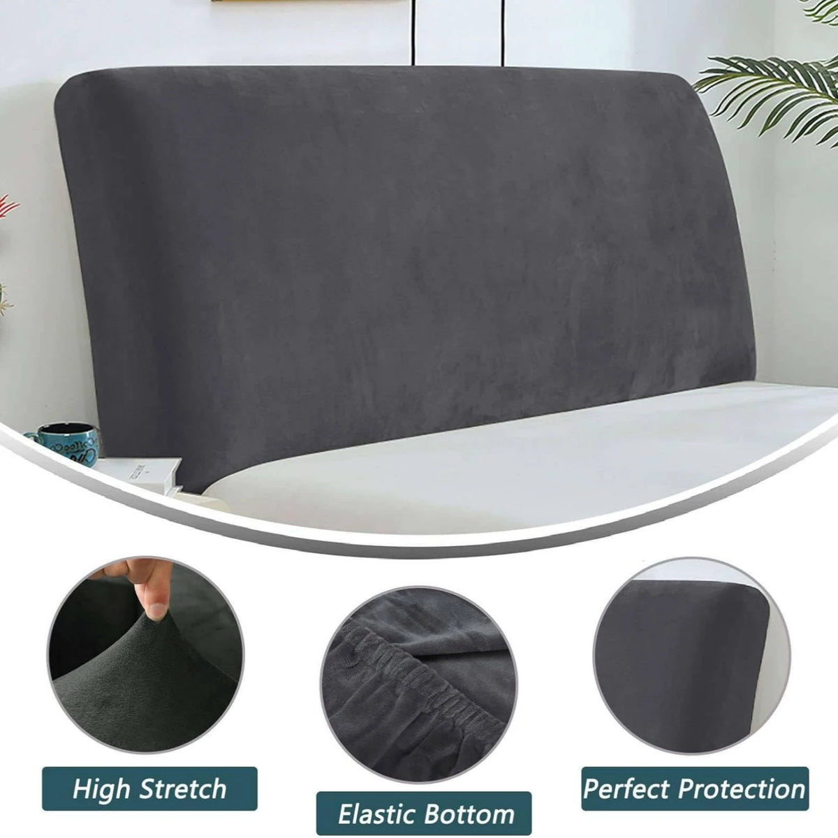 couvre tête lit velours beige moderne adhésif protection chambre maison 200cm