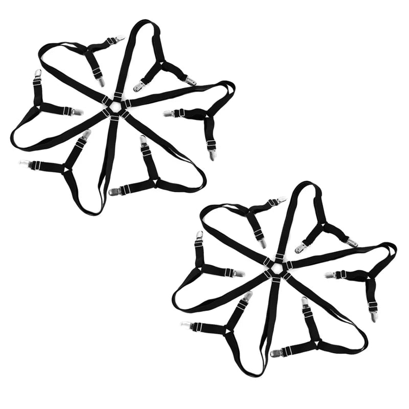 attaches draps clips élastiques réglables tissu texturé métal brillant noir blanc roseclair minimaliste fonctionnel