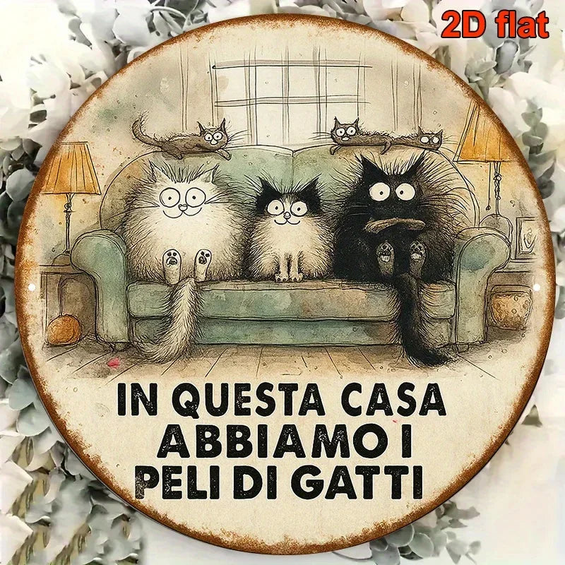 décoration murale plaque chats illustration vintage beige marron clair 15cm 20cm 24cm 26cm 28cm