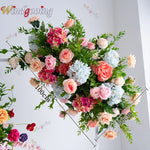 bouquets fleurs artificielles rose romantique arches intérieures décoration mariage anniversaire fêtes