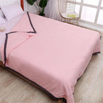 couverture rafraîchissante double face polyester coton effet froid respirante moderne jaune rose gris uni