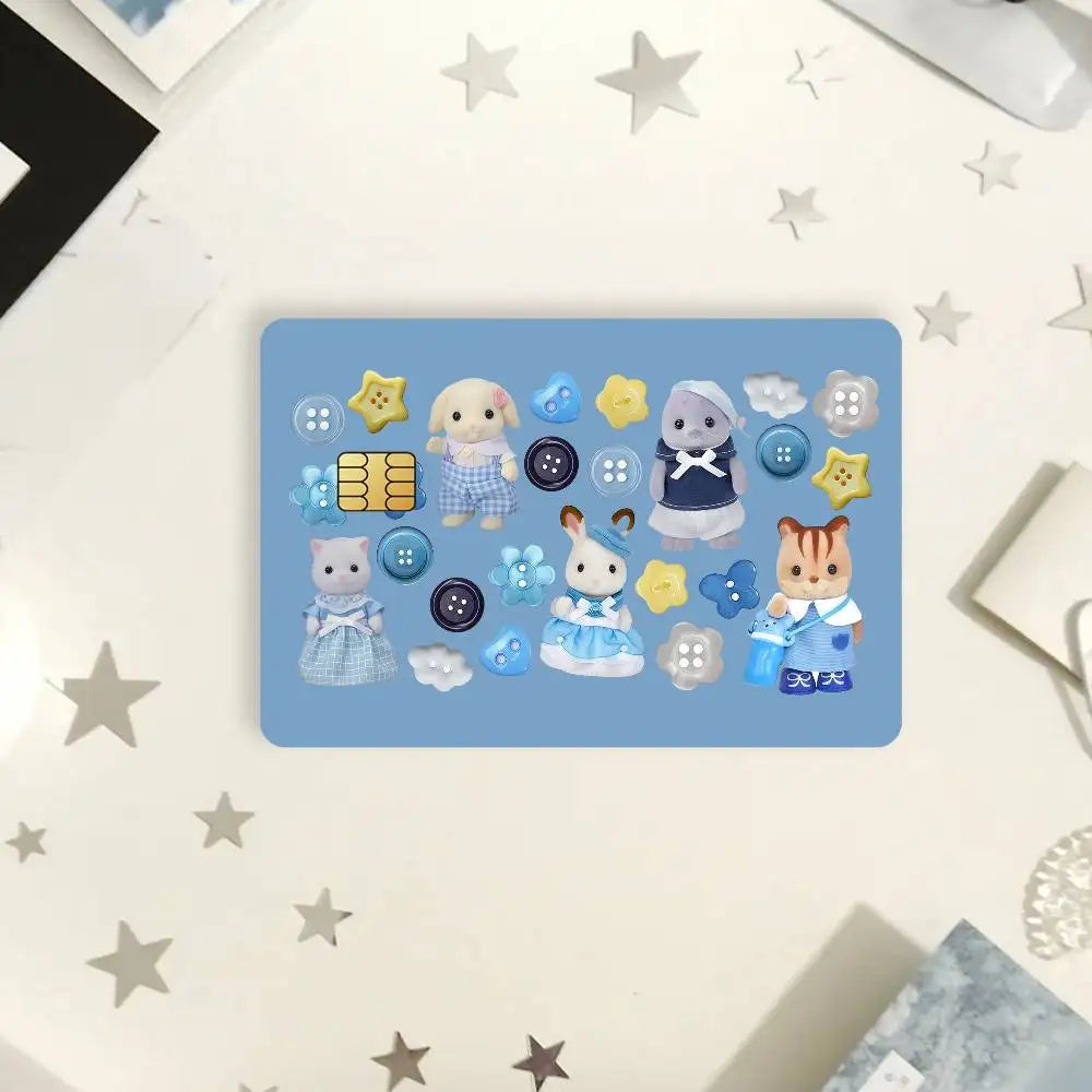 autocollants carte visite dessins animaux mignons animaux vetus vêtements boutons differentes formes couleurs étoiles