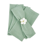 serviettes table 100% coton vert foncé bleu clair vert pastel blanc texture lin classique