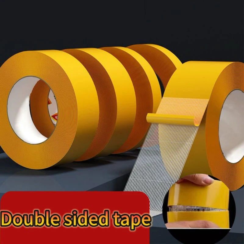 ruban adhésif double face jaune transparent texture maille résistant hautes températures étanche 10mètres 20mètres
