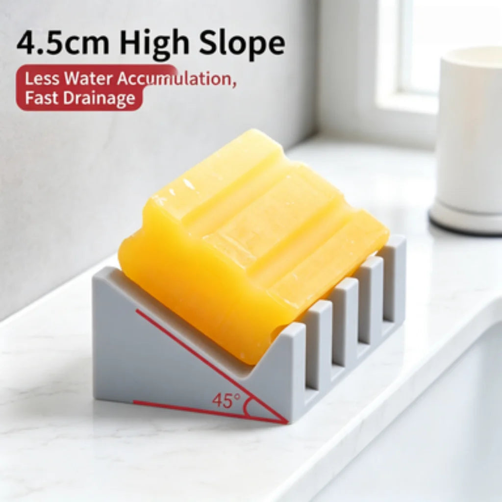 porte savon silicone moderne plusieurs barrières drains blanc jaune rose gris