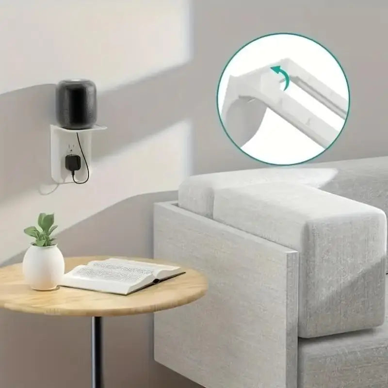 support mural blanc enceinte connectée prise électrique moderne plastique fixé mur transparent imitation marbre