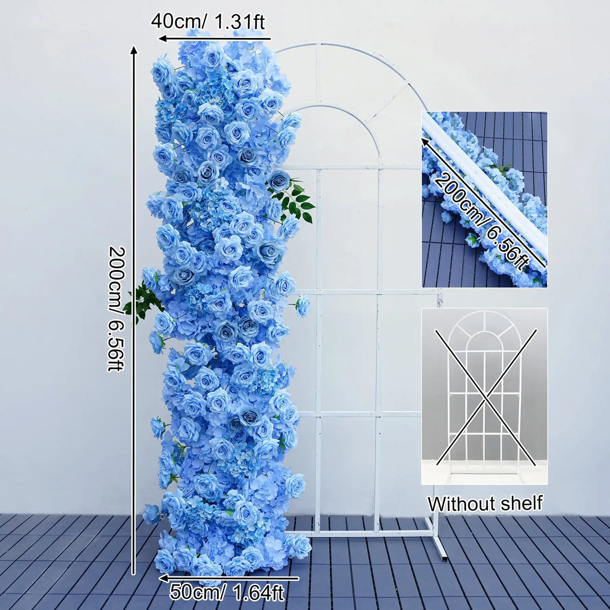 arche fleurs roses blanches decoration mariage exterieur classique 2mètres soie artificielle