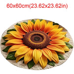 tapis fleur tournesol jaune vert moderne 60x60cm polyester antidérapant salon chambre