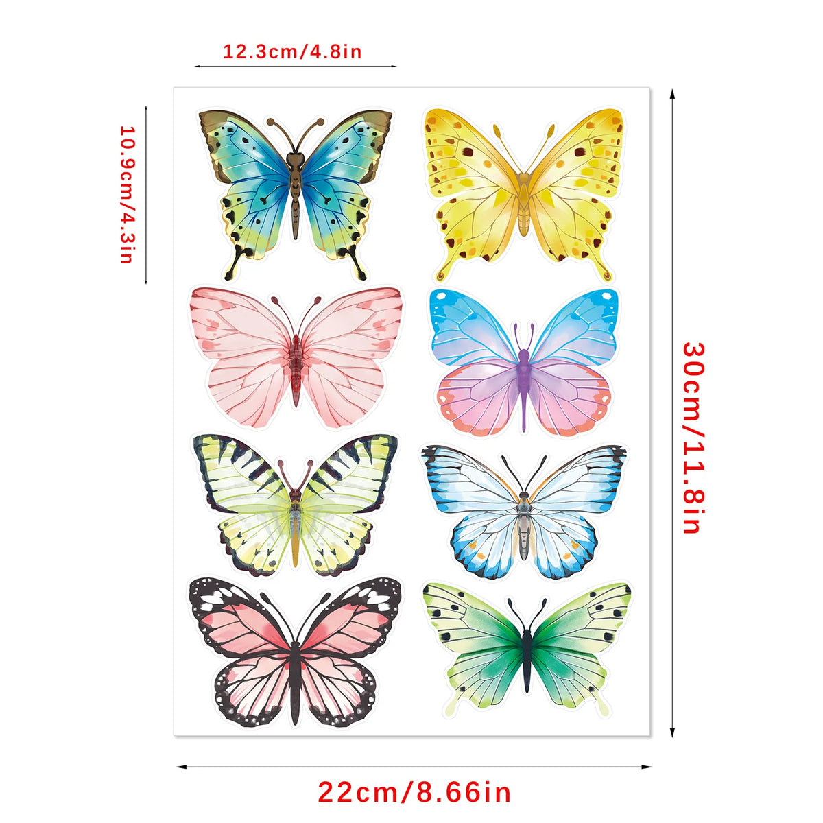 sticker mural papillons multicolores artiste adhésif décoration chambre enfants pvc 22x30cm