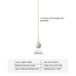suspension lumineuse ornement sphérique blanc matière transparente moderne fixation câbles inclusion câble électrique