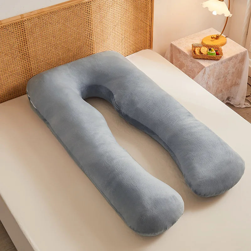 coussin maternité velours bleu clair noir gris confort polyester dimension 70x130cm