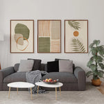 decoration murale abstraite feuilles palmier contemporaine vert beige blanc pièces affiches minimaliste