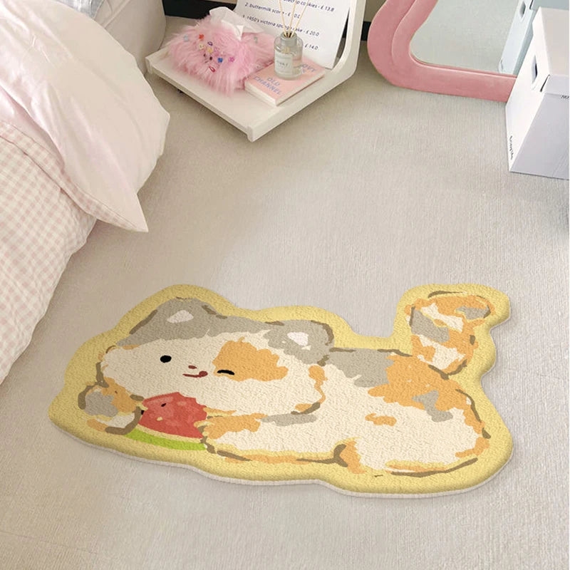 tapis moderne animaux mignons couleurs vives sol antidérapant résistant corrosion chambre fille adolescente