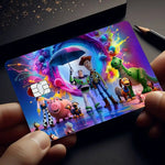 autocollant réfléchissant carte multicolore dessins animés personnages moderne bleu violet rose jaune vert