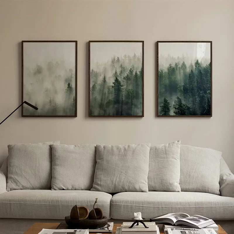 toile d'art moderne impression forestière abstraite verte décoration murale sans cadre chambre salon