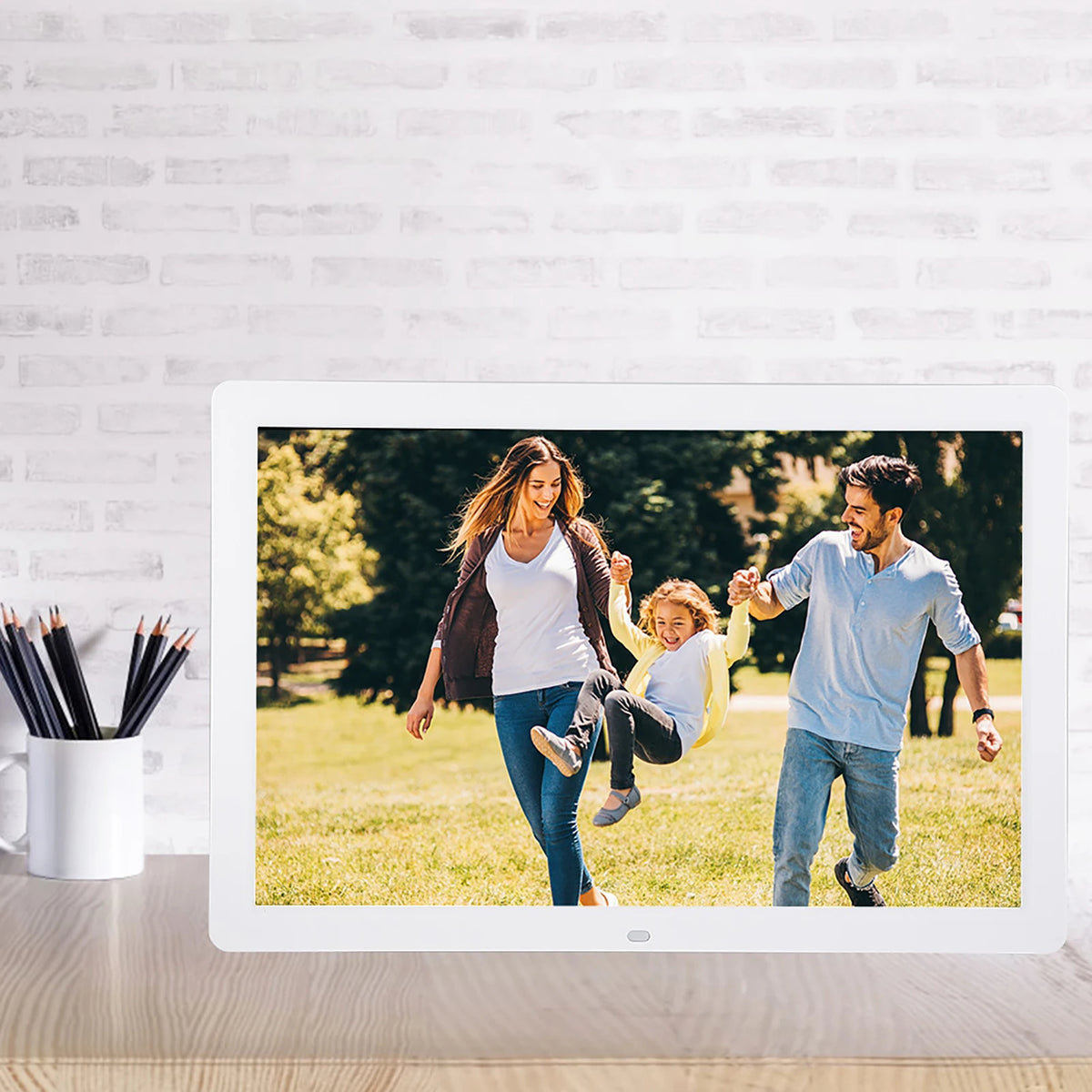 Cadre numérique multifonction 17 pouces résolution 1440 900 blanc moderne écran tactile télécommande