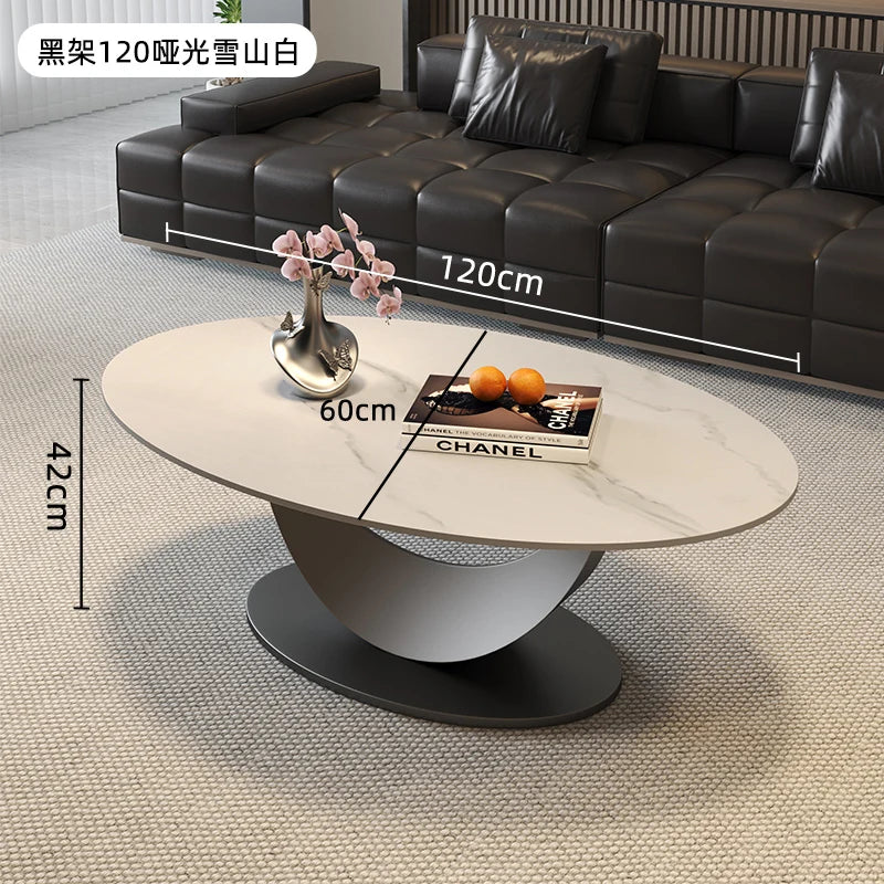 table basse ovale moderne blanche effet marbre gris salon meuble bois luxe