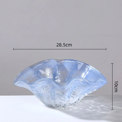 vases modernes bleu clair texture marbrée effet verre soufflé décoration intérieure plateau fruits vase