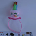 couronne fête anniversaire bougies happy birthday coeurs élastique rose blanche multicolore festive