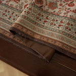 tableau decoratif lin motifs floraux pompons multicolores table buffet ethnique rustique