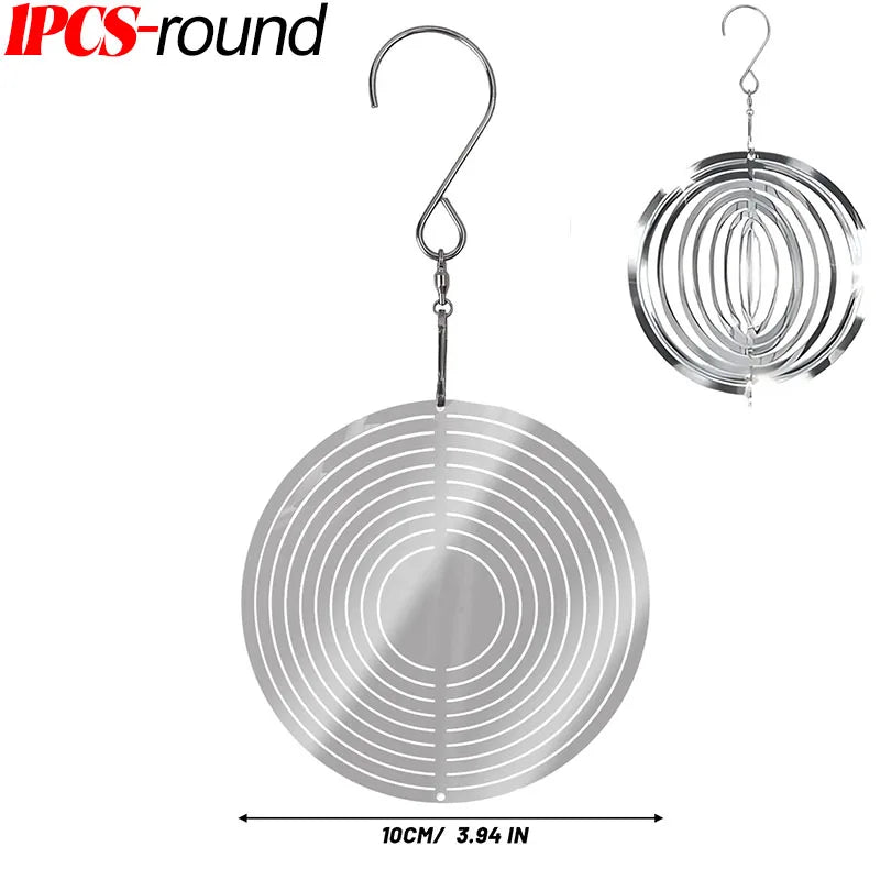 mobiles vent argentés spirales coeurs modernes decoration exterieur cloches rondes
