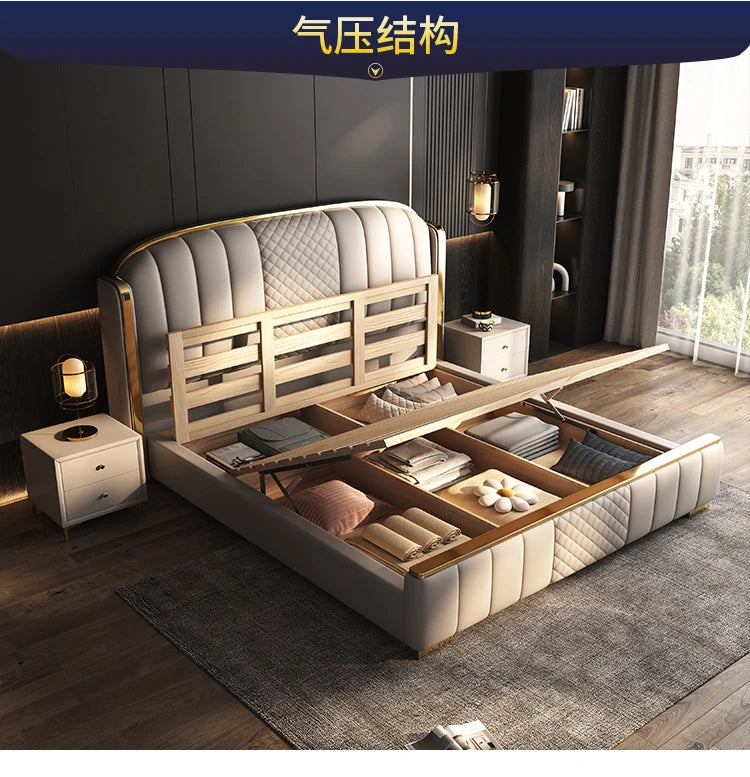 lit moderne bois beige cuir tissu ornements géométriques élégant contemporain 1800x2000mm