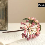 Bouquet artificiel baies rouge bleu vert feuilles naturel intérieur extérieur 30CM