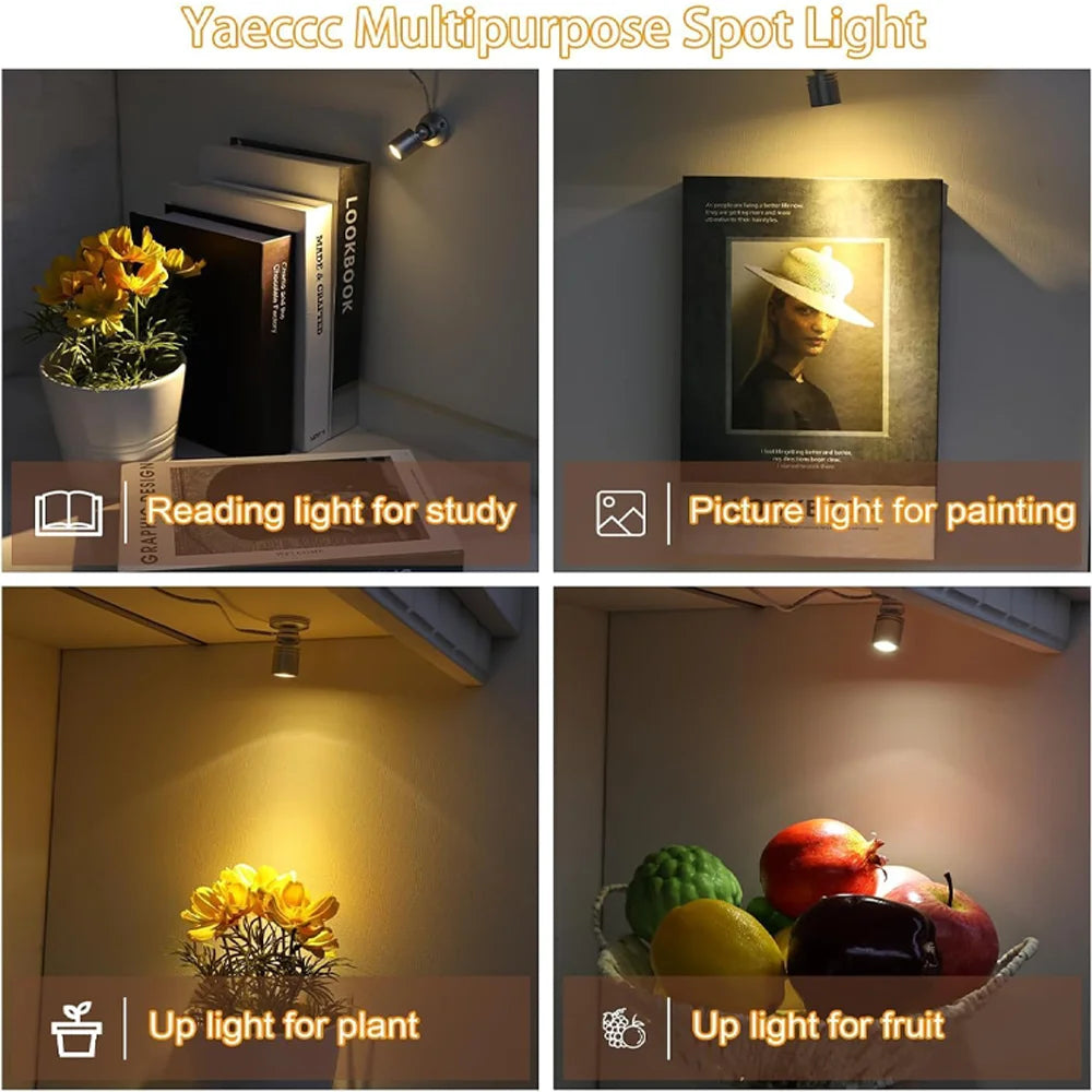 projecteur led mini argent noir réglable éclairage boutique étagère moderne cable interrupteur
