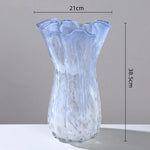 vases modernes bleu clair texture marbrée effet verre soufflé décoration intérieure plateau fruits vase