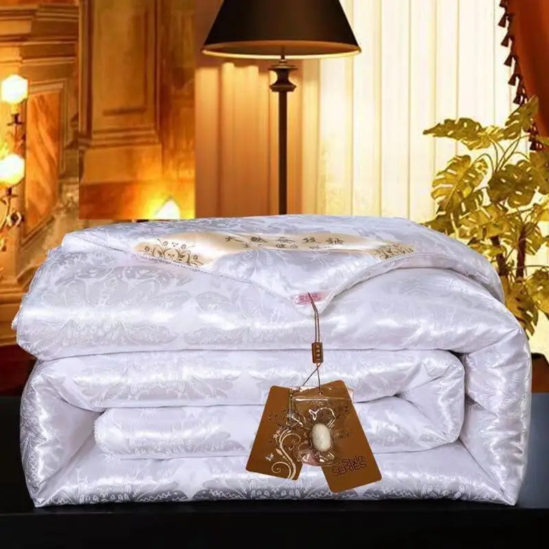 couette soie mûrier motif floral blanc coton polyester 200x230cm été élégante lavable adhésive