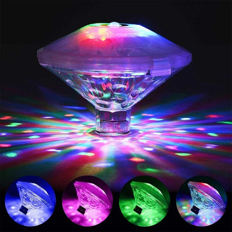 projecteur led flottant sous marin piscine jacuzzi lumière rgb transparent argenté festive moderne