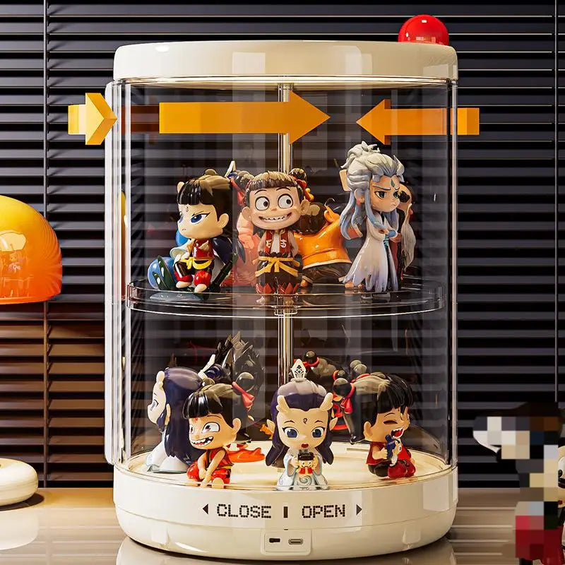 présentoir rotatif blanc figurines transparent boîte rangement moderne niveaux lisses anti poussière trưng bày