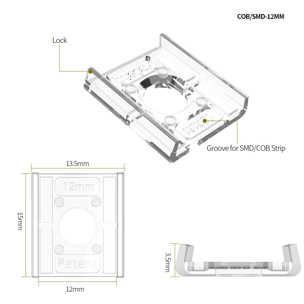 rubans led cob connecteurs clips transparents jaune rouge moderne technologique câbles 24v certifiés cee