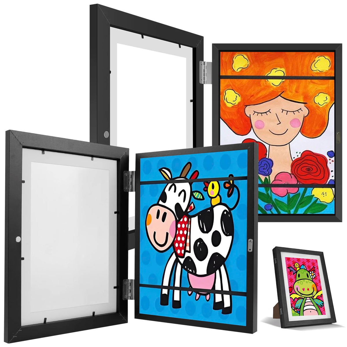 cadre enfant art aimant transparent moderne peinture dessin noir blanc