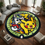 tapis rond pikachu pokeball geometrique veloute enfant chambre salon 100cm 120cm 150cm polyester