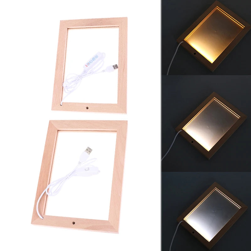 Cadre photo décoratif en bois kaki foncé avec support de table