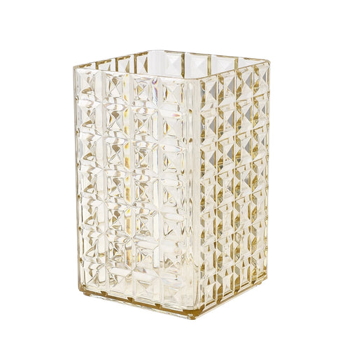 organisateur pinceaux maquillage plastique transparent doré moderne salle bain chambre