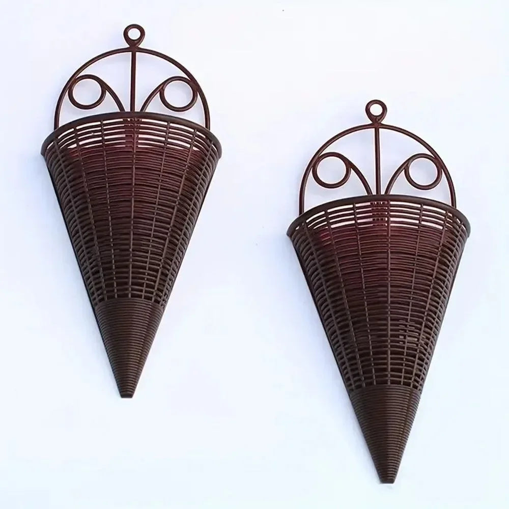 panier mural conique tressé marron foncé moderne suspension décoration intérieure[arrêt après 14ème mot]