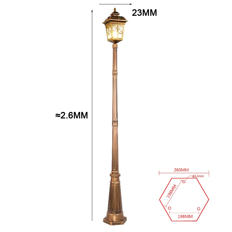 lampe rue or noir classique vintage éclairage public ip65 led aluminiumextérieur industrielle fixe base