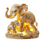 statue éléphants doré bébé motif floral décoration led opaque base transparente asiatique hindou