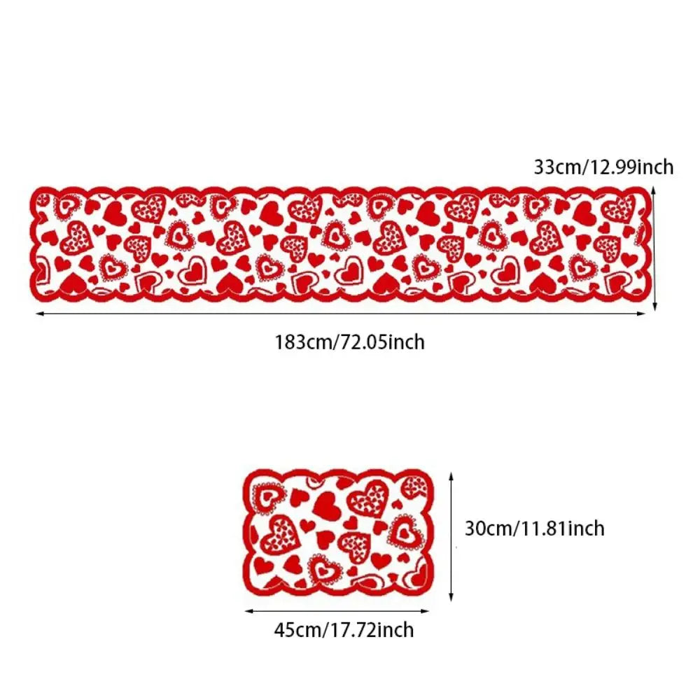 serviettes table rouge brodées cœurs romantiques été saint valentin classiques table manger