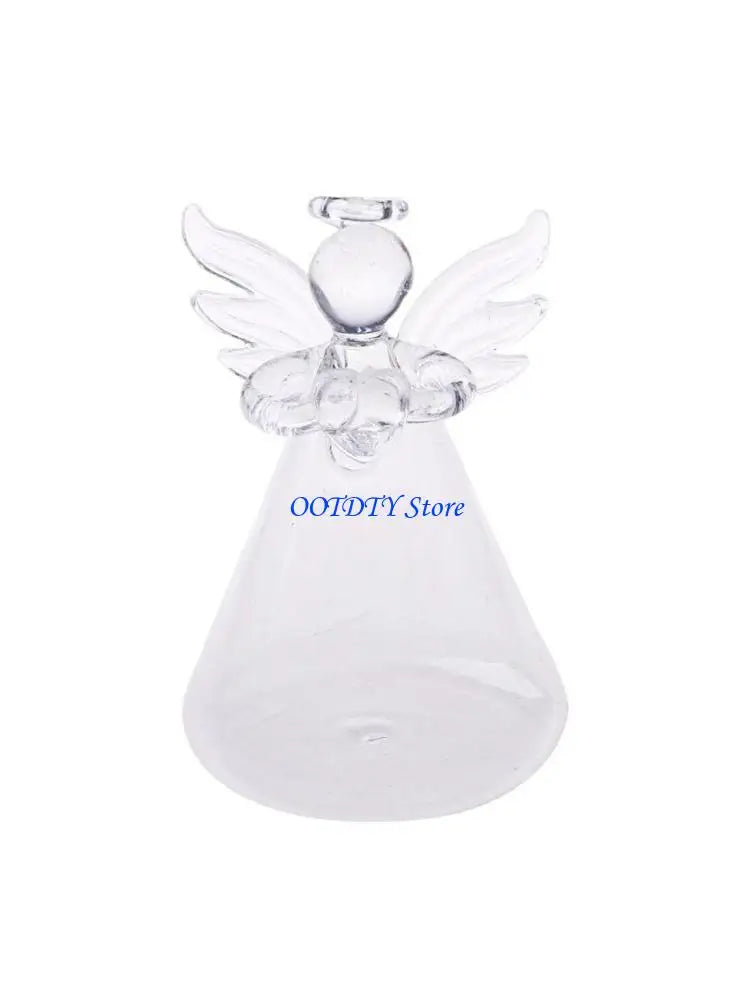 vase decoratif verre transparent ange fleurs artificielles plante verte minimaliste suspension