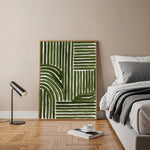 impression toile abstraite lignes vertes minimaliste moderne décoration murale botanique texture canvas