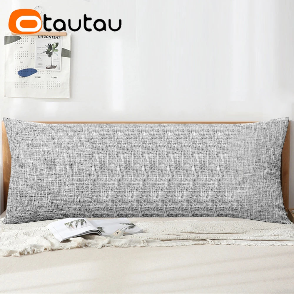 taies d'oreiller coton lin gris moderne housse coussin fixations glissière longue lit canapé sofa