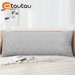 taies d'oreiller coton lin gris moderne housse coussin fixations glissière longue lit canapé sofa