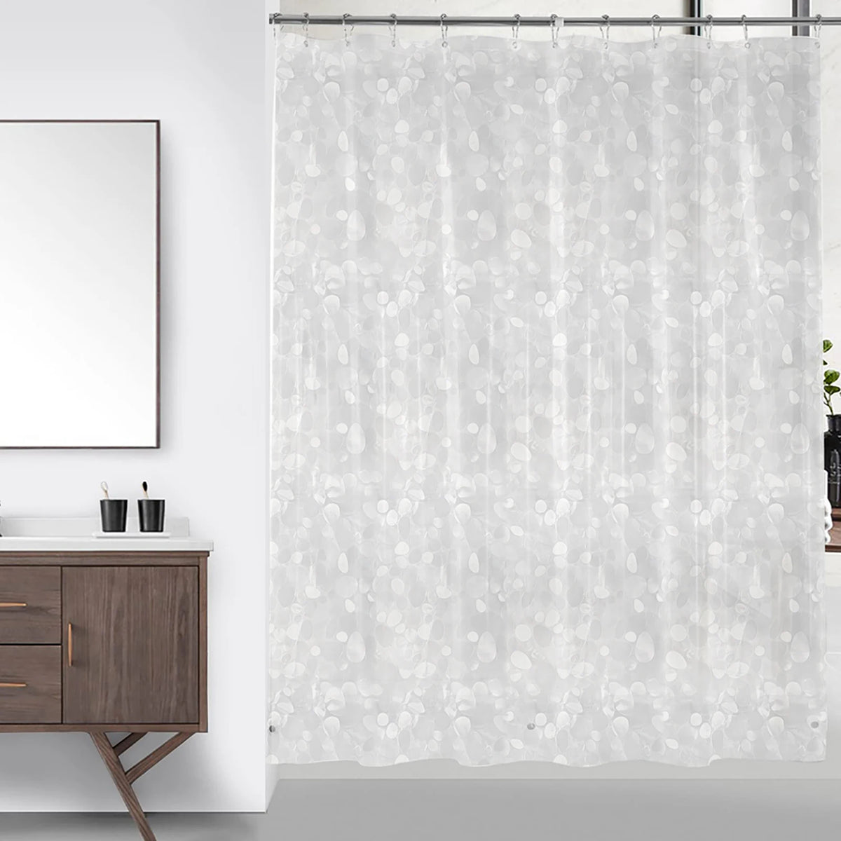 rideau douche transparent moderne aimants lestés blanc gris rose
