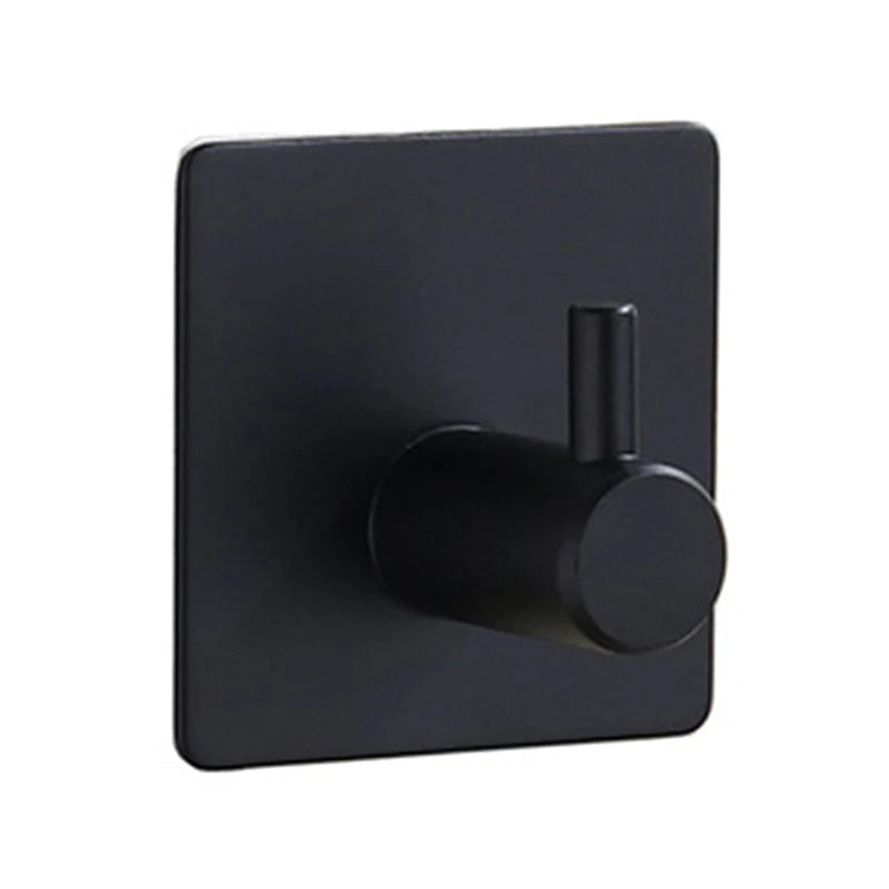porte serviettes moderne minimaliste acier inoxydable finition polie noir argenté rondelles adhésives