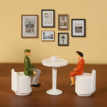 meubles miniatures blancs moderne lit armoire commode table chaise toilette téléviseur lampe photo