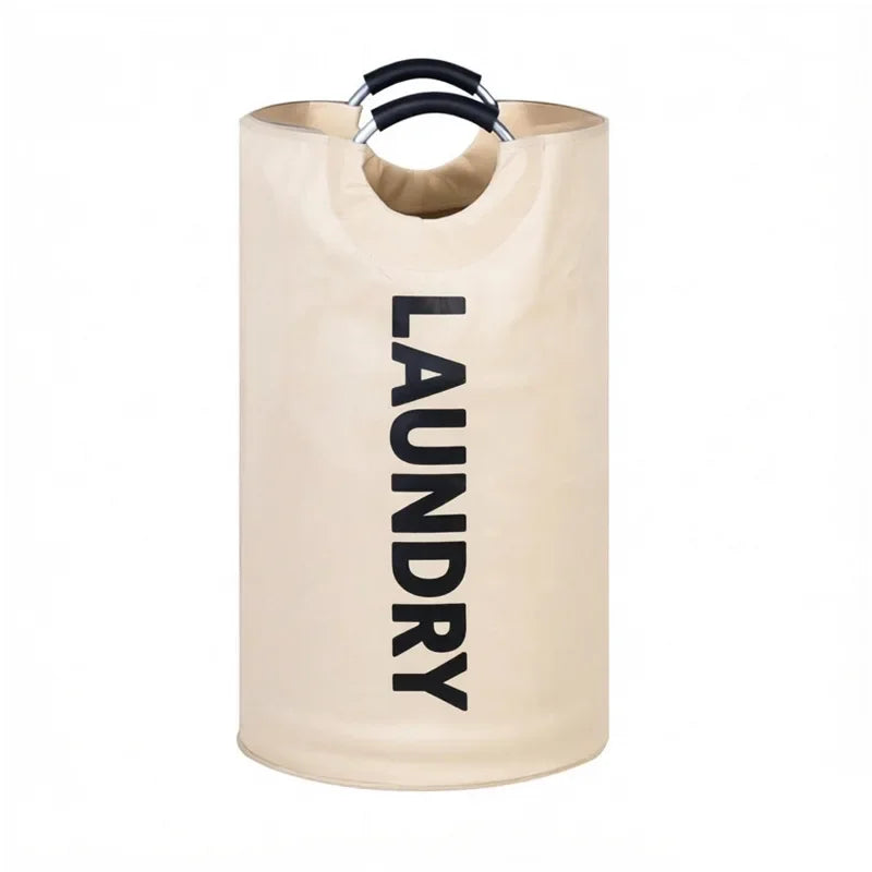 panier linge pliable extra large oxford imprimé laundry moderne poignées métalliques anneaux empilable beige