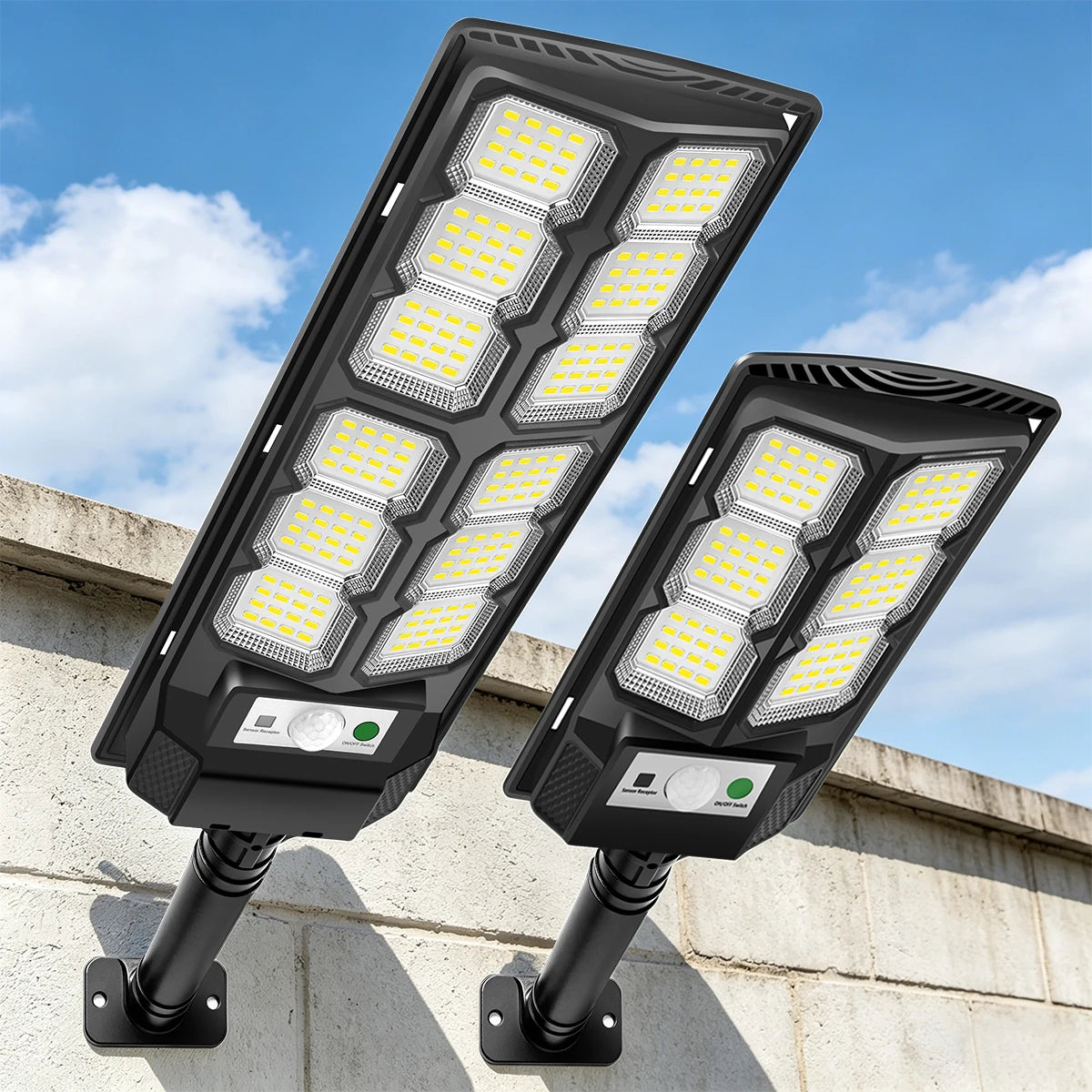 lampe solaire 96 led panneau solaire détecteur mouvement ip65 extérieur moderne autonomie batterie intégrée